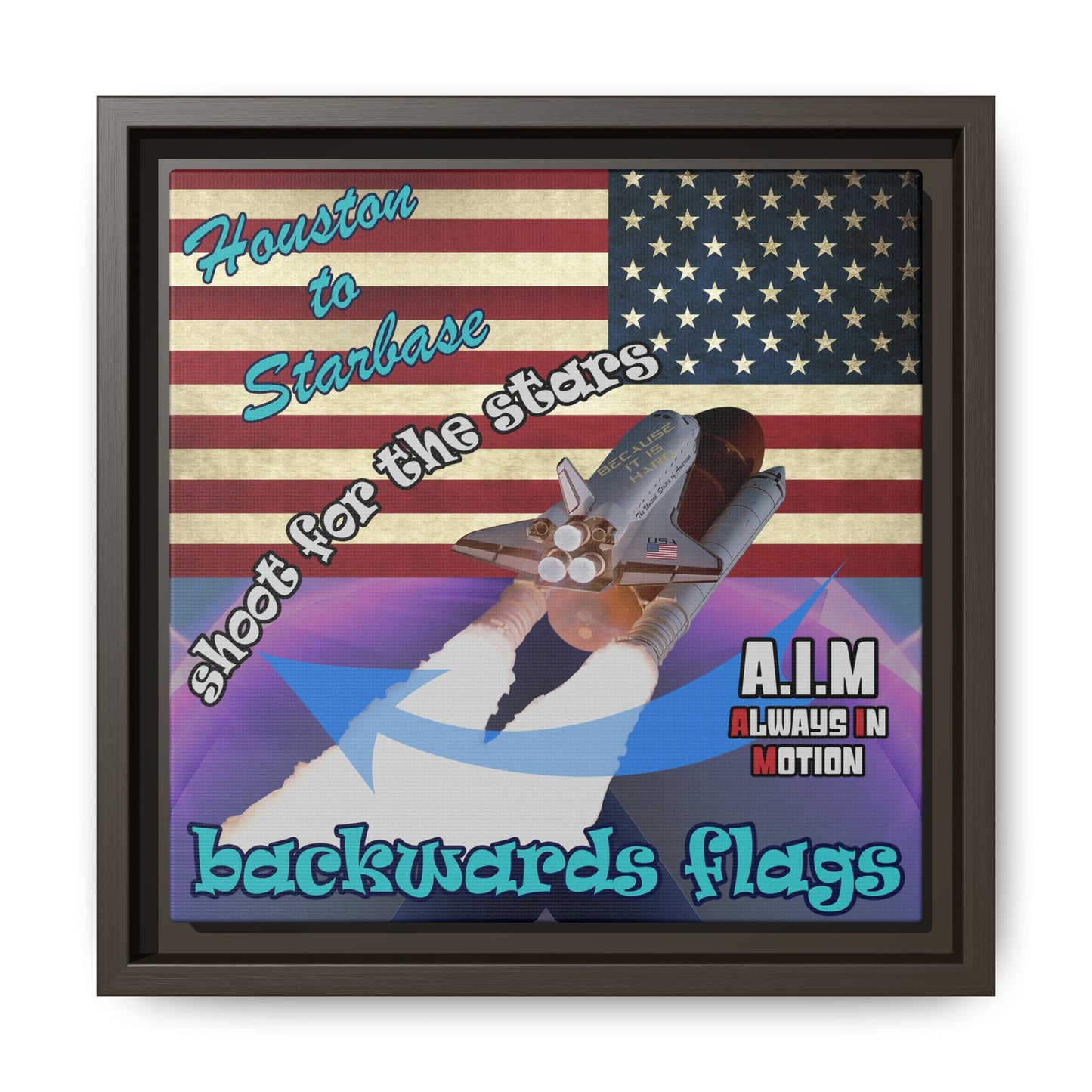 shoot for the stars - framed canvas art (grey-pink wave)