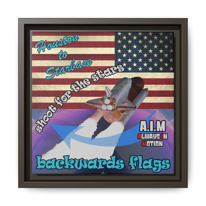 shoot for the stars - framed canvas art (grey-pink wave)