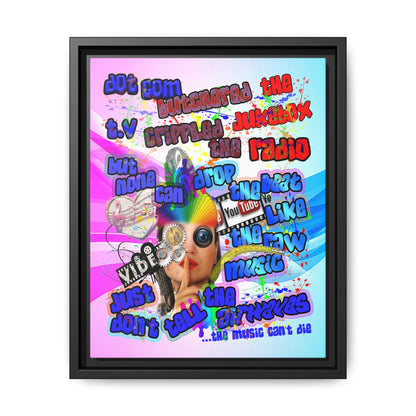 drop the beat - framed canvas art (light blue-pink wave)