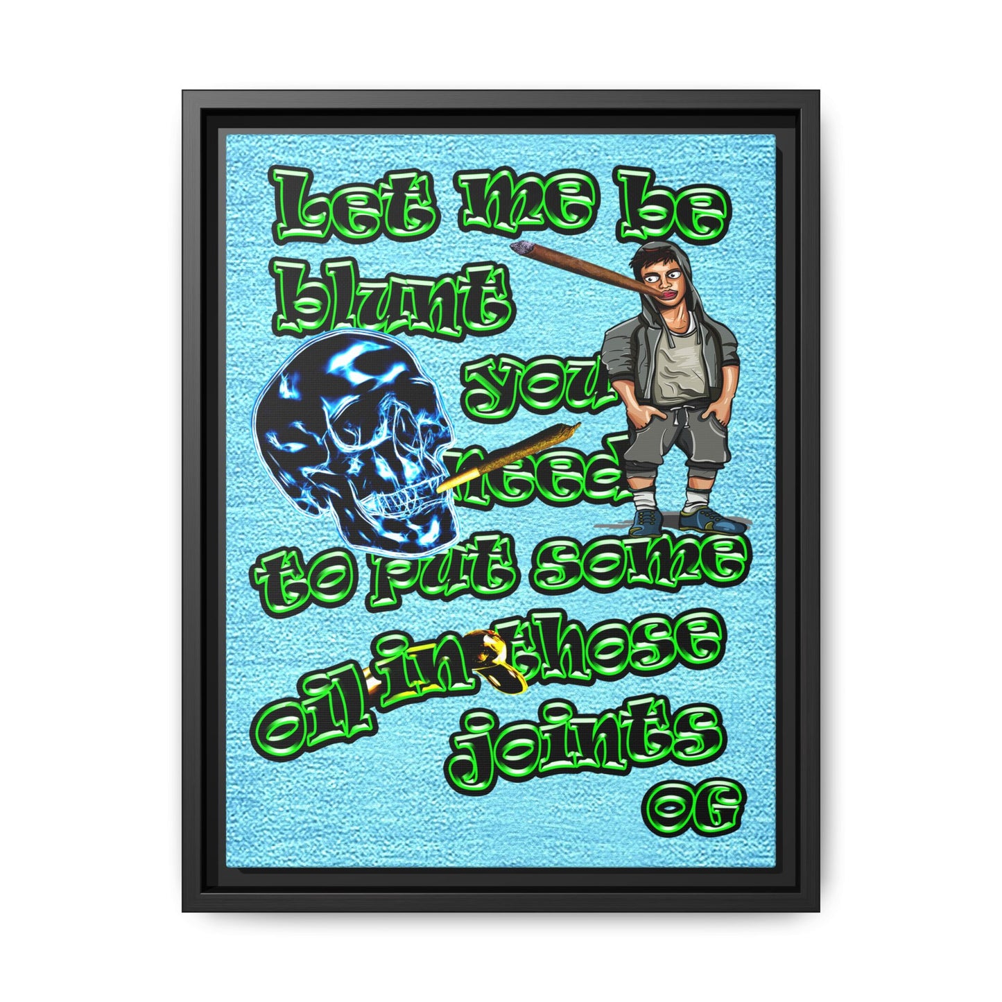 og - framed canvas art (faded blue)