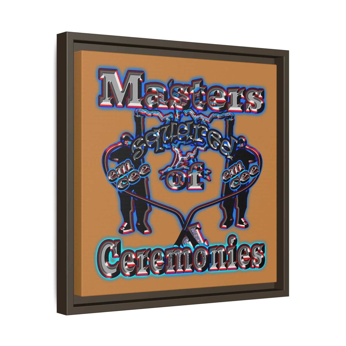 em cee squared - framed canvas art (light brown)