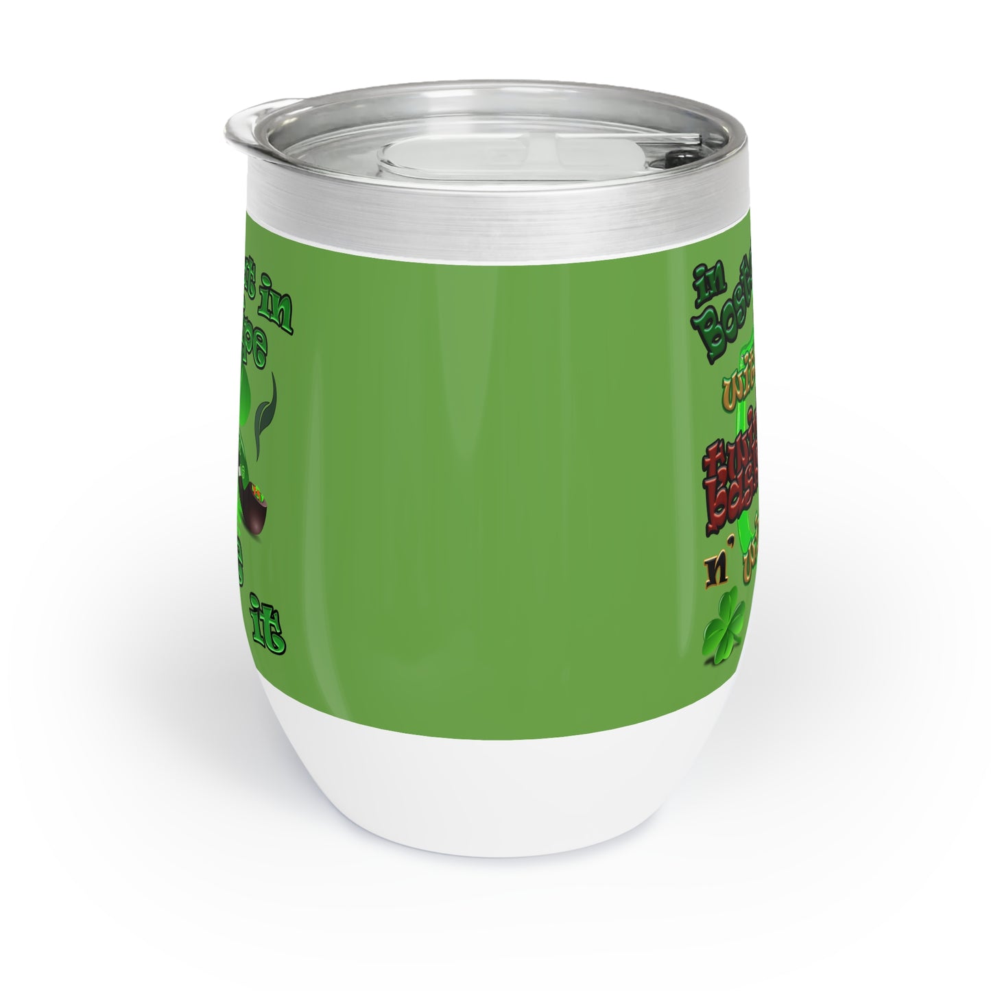 celtics logo - Chill Wine Tumbler (green)