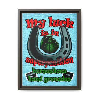 my luck - framed canvas art (faded blue)