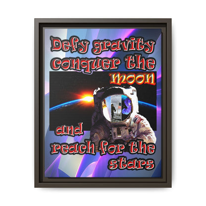 defy conquer reach - framed canvas art (grey-pink wave)