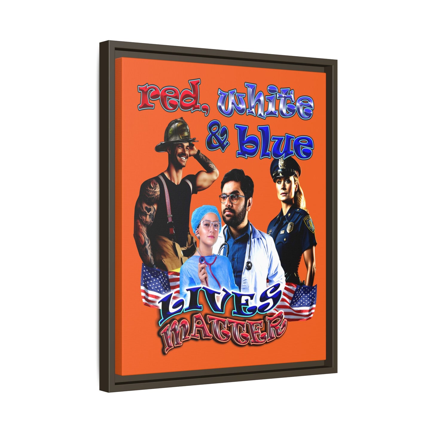 rw&b lives matter - framed canvas art (orange)