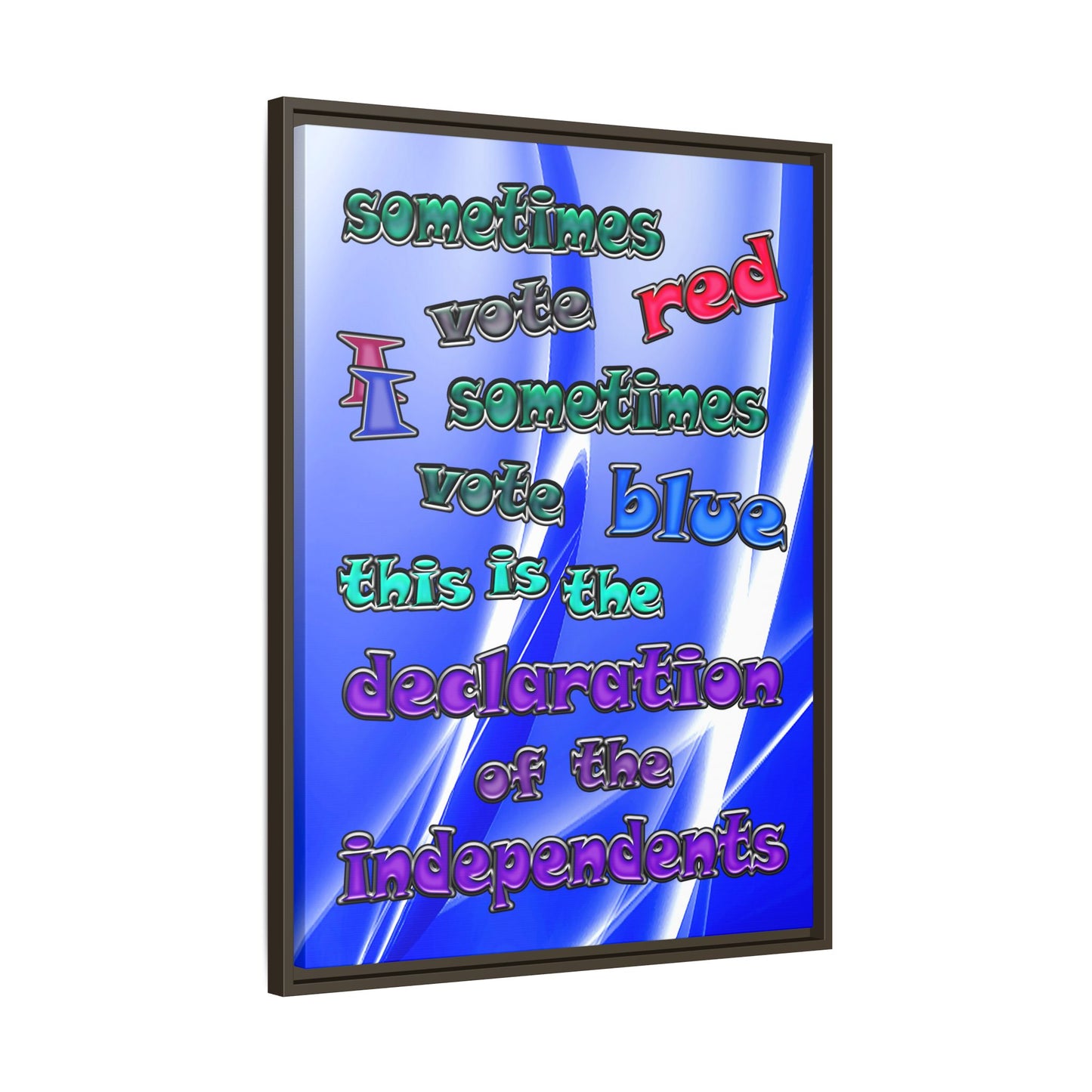 declaration of the independents - framed canvas art (blue-white wave)