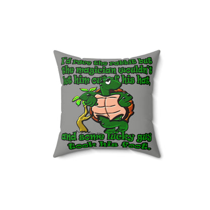 turtle race - Faux Suede Square Pillow - (grey)