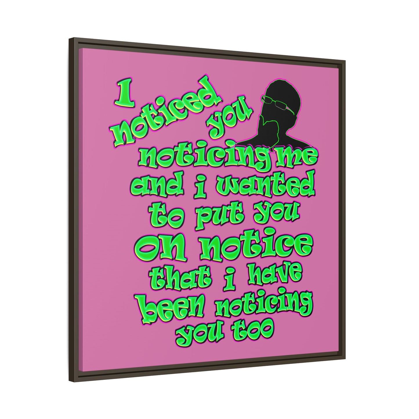 noticed you noticing - framed canvas art (light pink)
