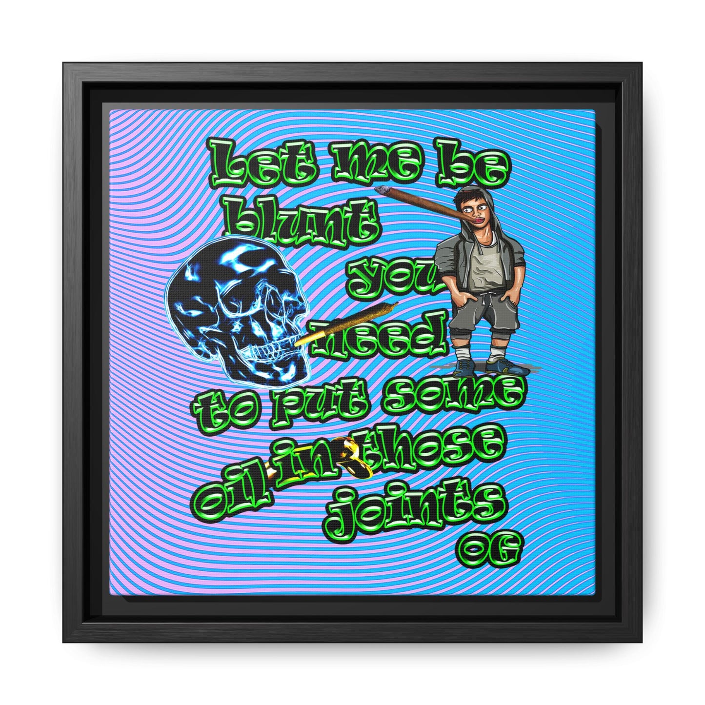 og - framed canvas art (light blue-purple wave)