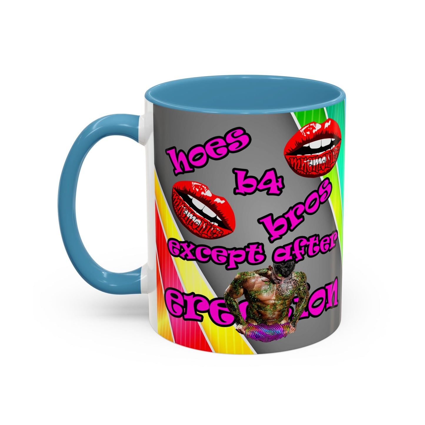 hoes b4 bros - Accent Mug (rainbow split)