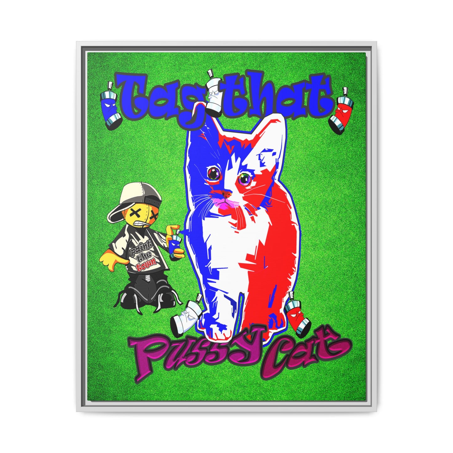 tag that - framed canvas art (green turf)