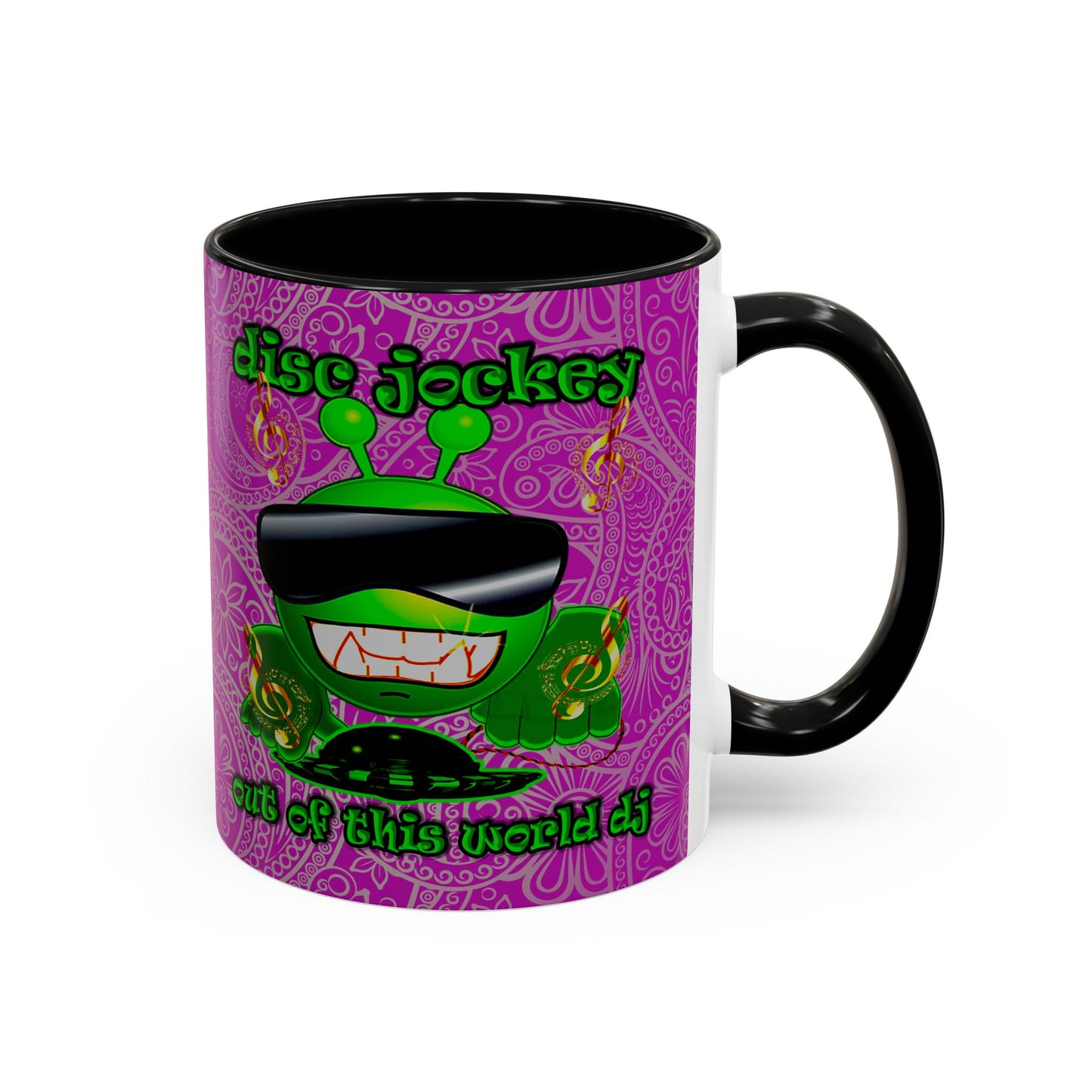 disc jockey - Accent Mug (pink swirl)