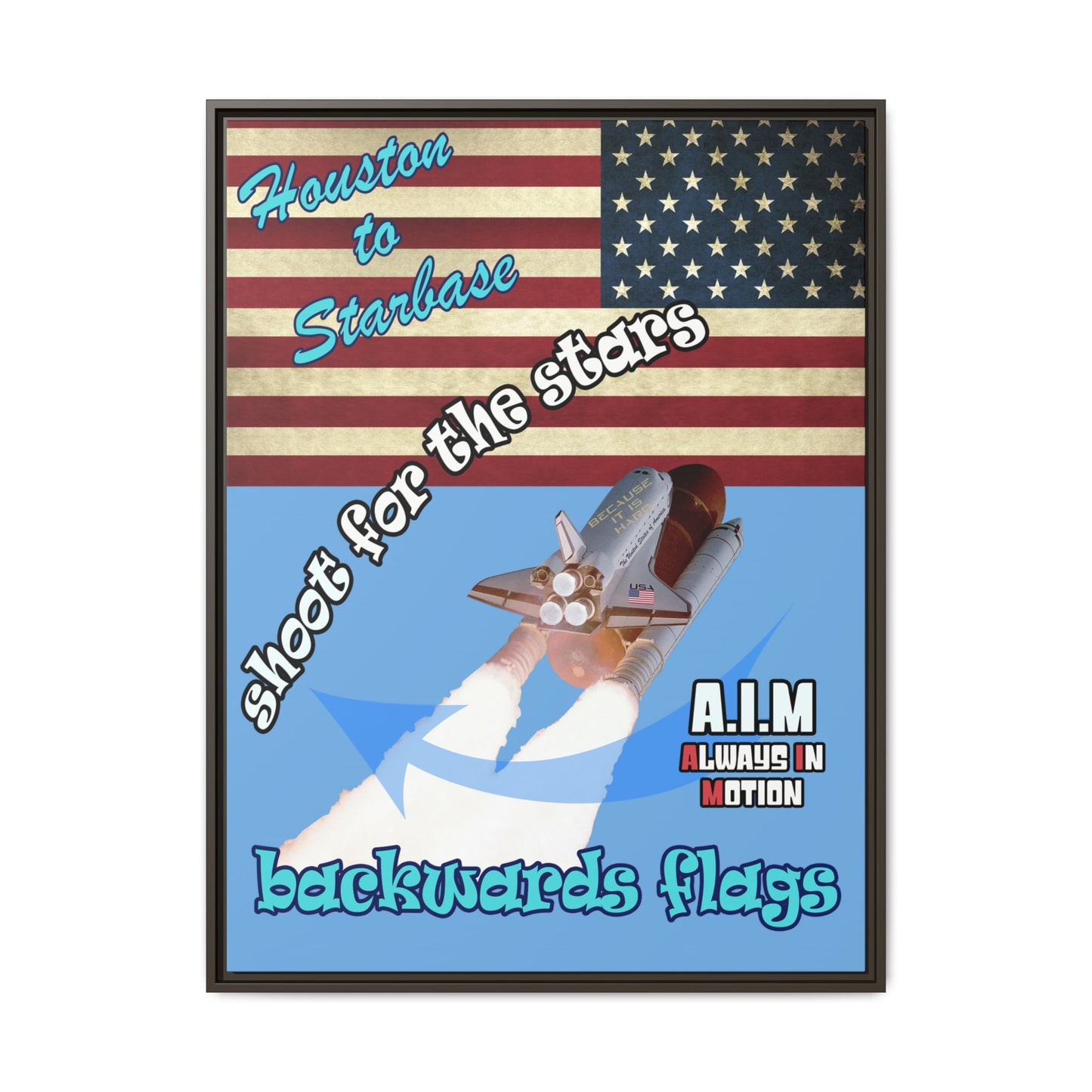 shoot for the stars - framed canvas art (light blue)