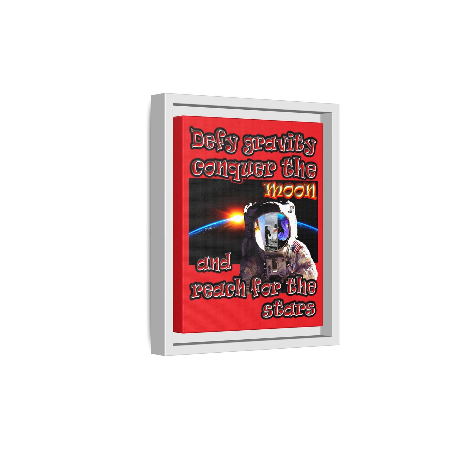 defy conquer reach - framed canvas art (red)
