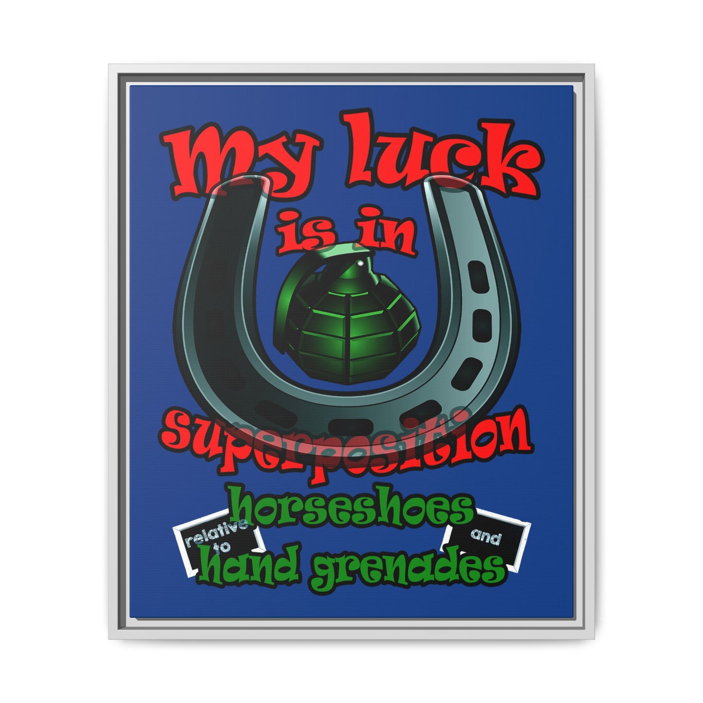 my luck - framed canvas art (dark blue)