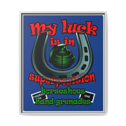 my luck - framed canvas art (dark blue)