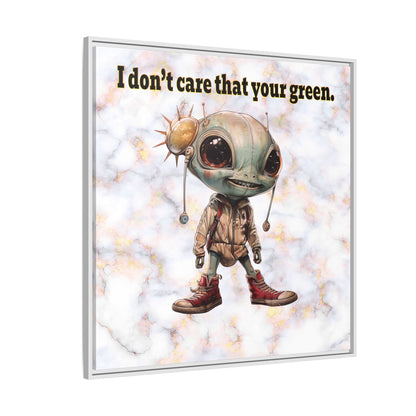 I don't care that your green - framed canvas art (white marble)