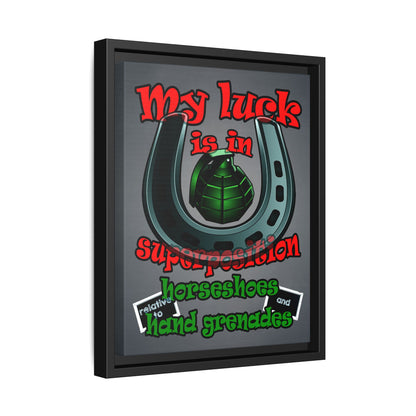my luck - framed canvas art (grey-light grey)
