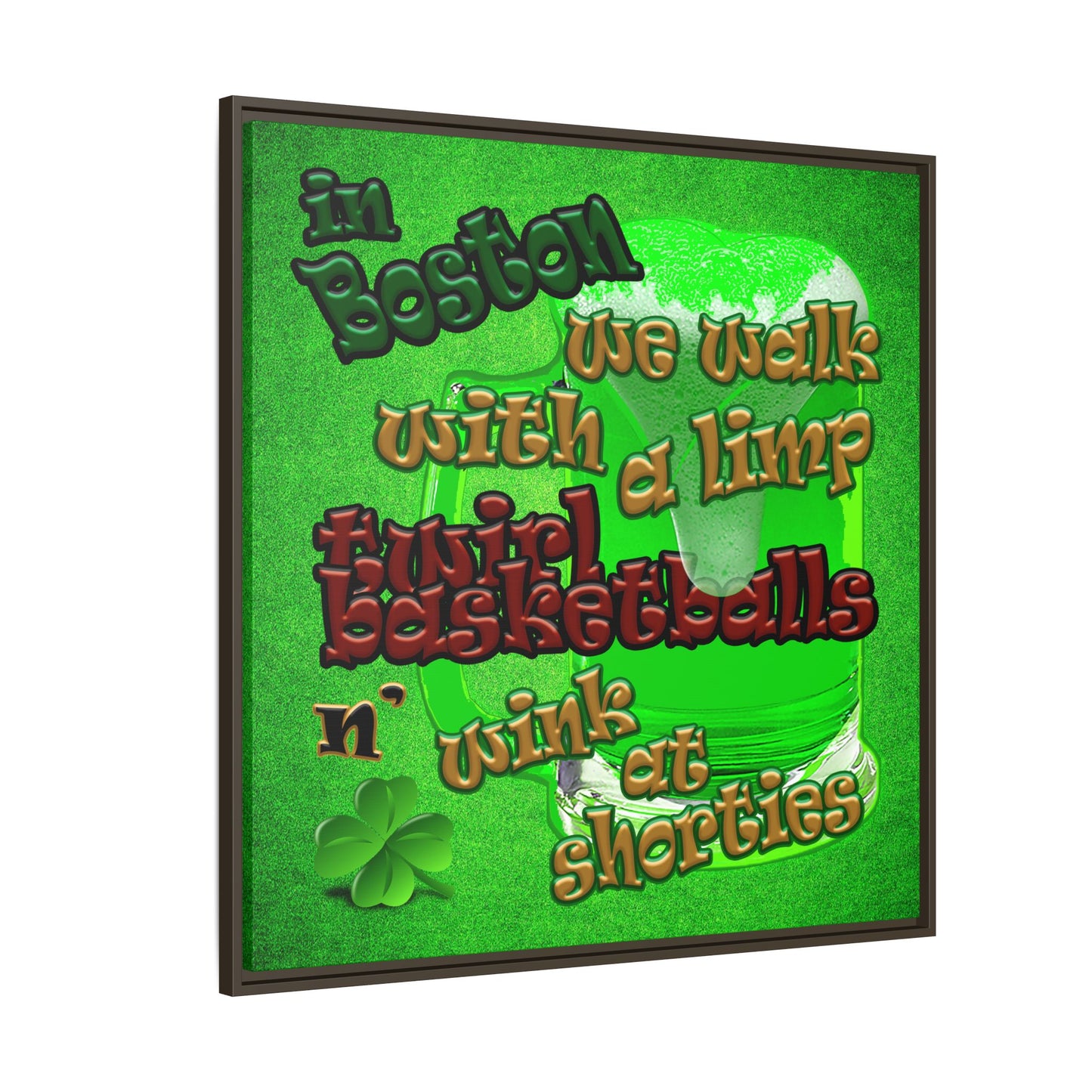 celtics logo - framed canvas art (green turf)