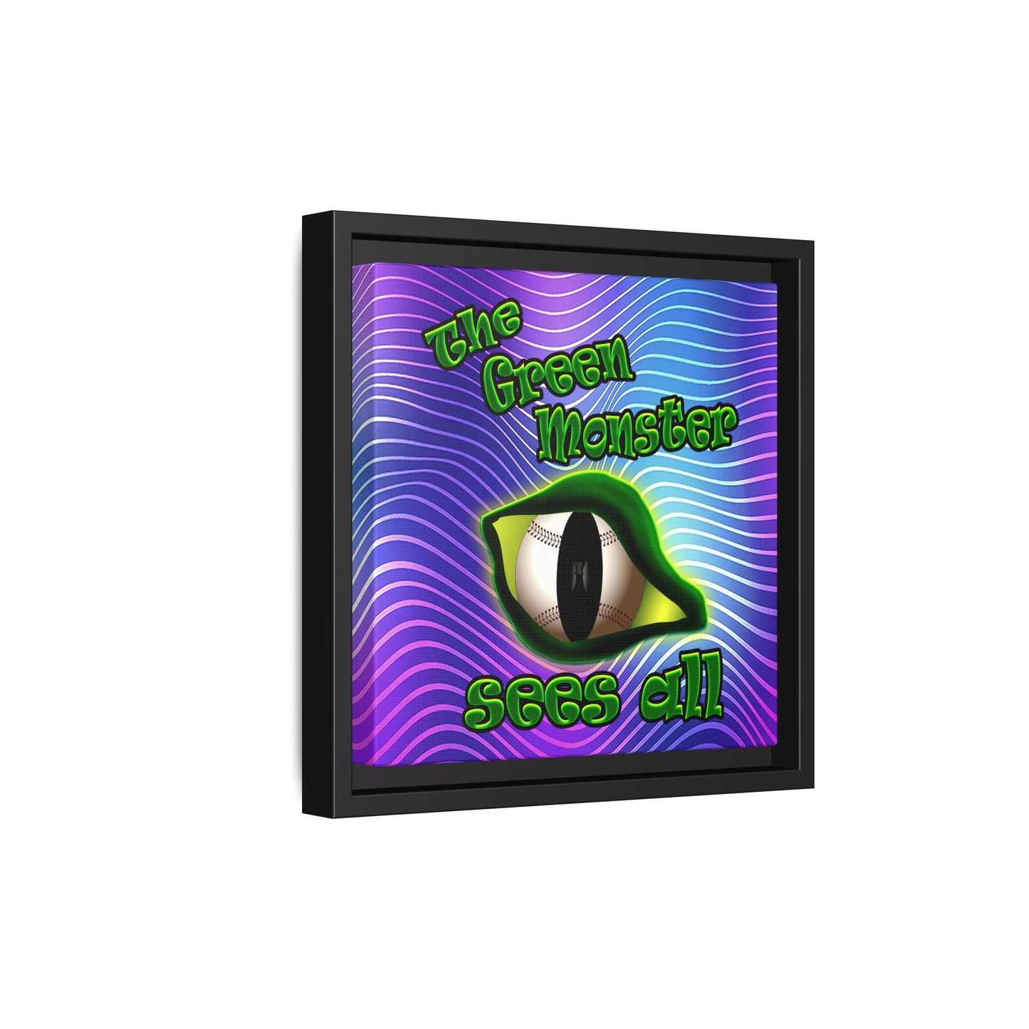 green monster - framed canvas art (purple wave)