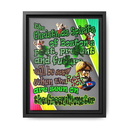 christmas spirits of boston - framed canvas art (rainbow split)
