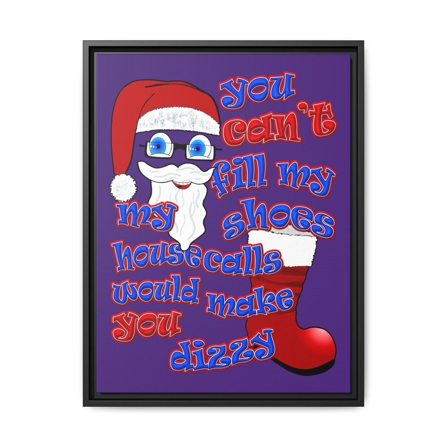 santa's shoes - framed canvas art (purple)