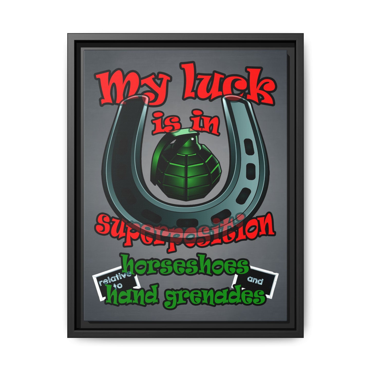 my luck - framed canvas art (grey-light grey)
