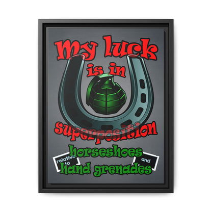 my luck - framed canvas art (grey-light grey)