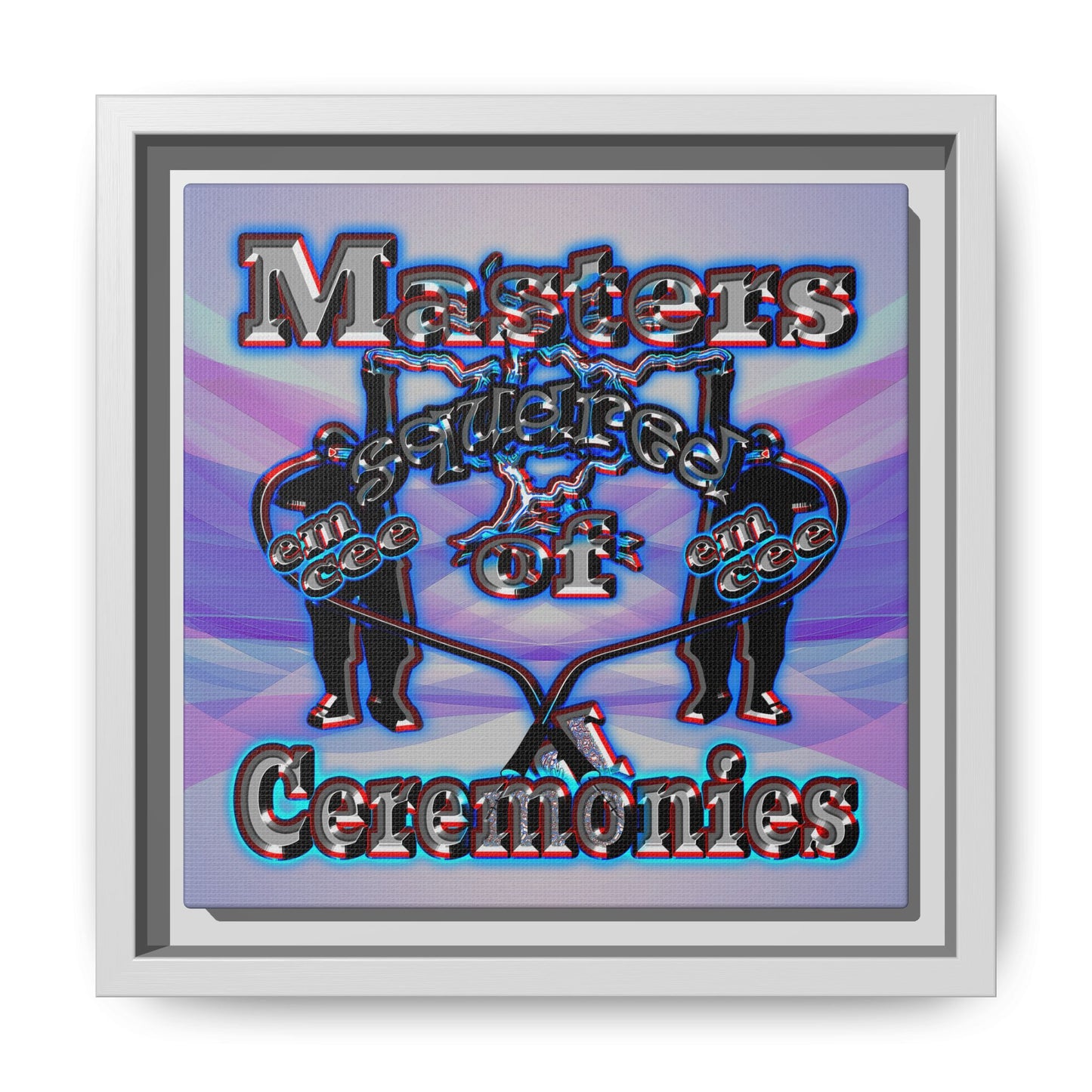 em cee squared - framed canvas art (light blue-pink wave)