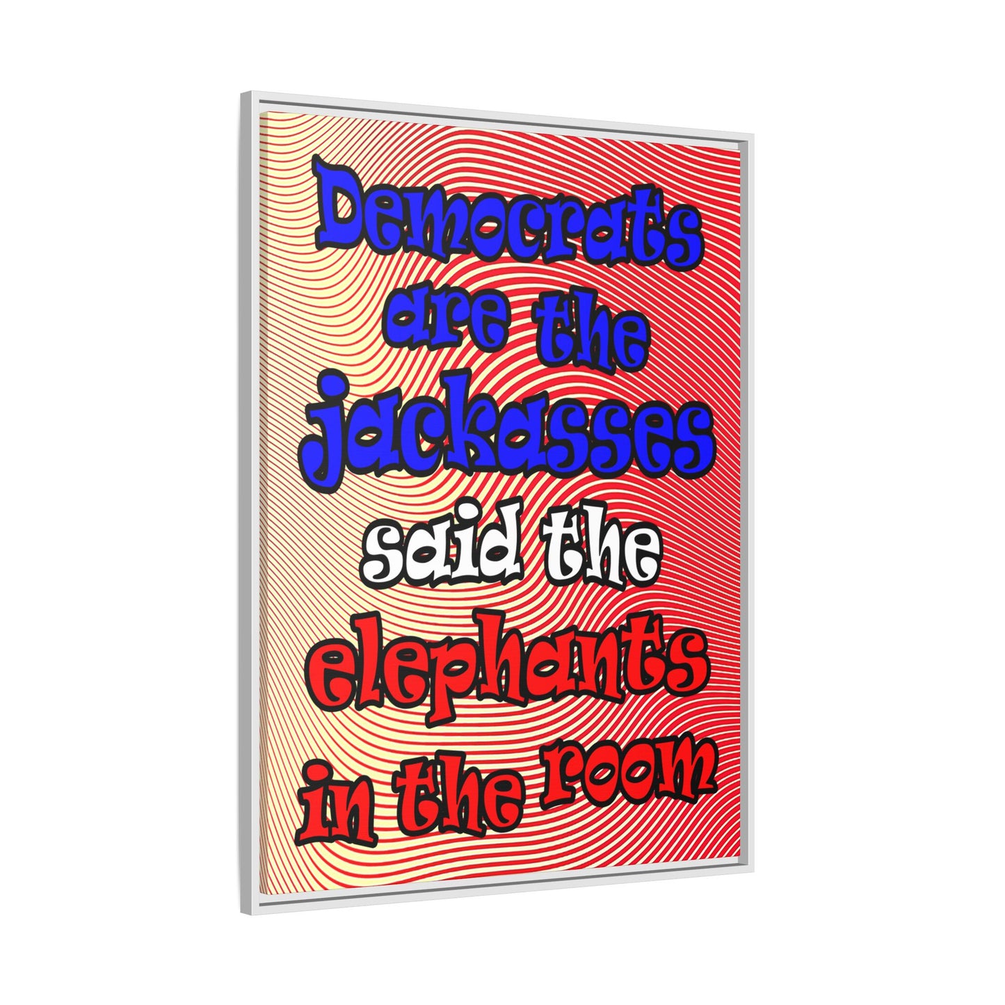 donkeys and elephants - framed canvas art (yellow-orange wave)