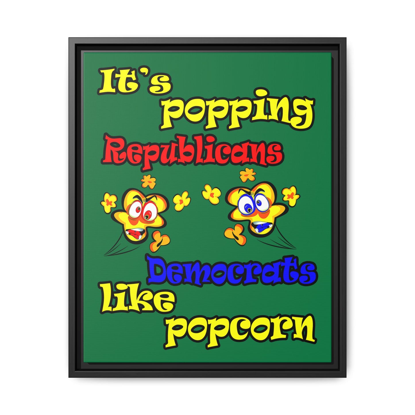 popping like popcorn - framed canvas art (dark green)