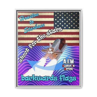 shoot for the stars - framed canvas art (purple wave)