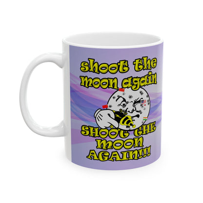 shoot the moon again - White Mug (light blue-pink wave)