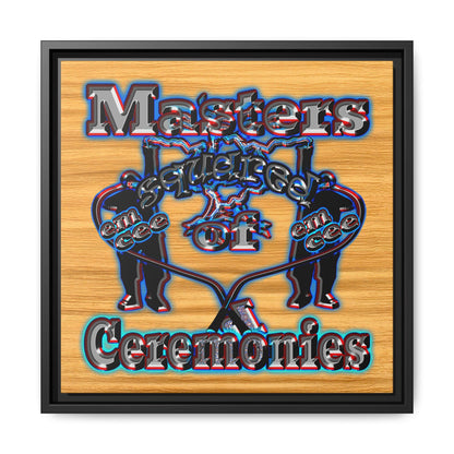 em cee squared - framed canvas art (butterscotch wood finish)