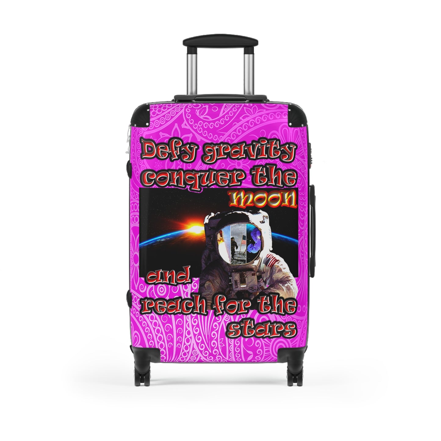 defy conquer reach - Suitcase (pink swirl)