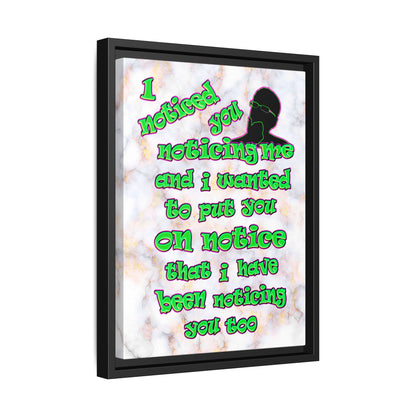 noticed you noticing - framed canvas art (white marble)