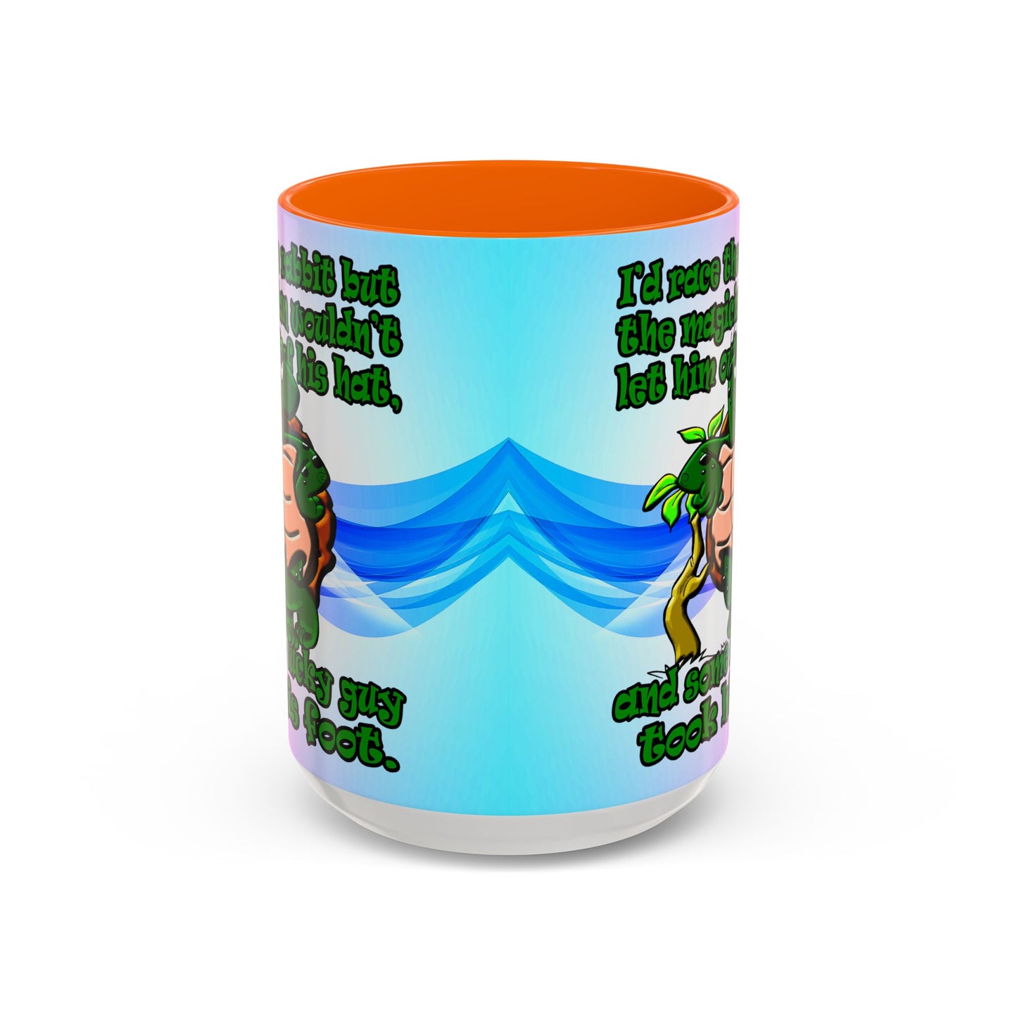 turtle race - Accent Mug (light blue-pink wave)