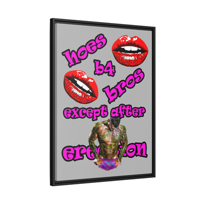 hoes b4 bros - framed canvas art (light grey)