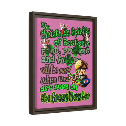 christmas spirits of boston - framed canvas art (light pink)