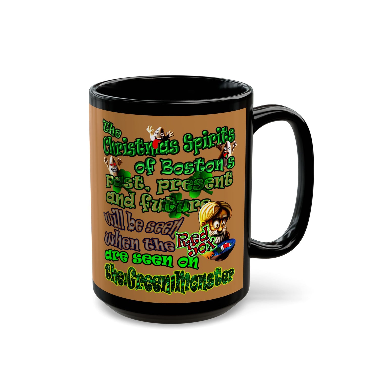 christmas spirits of boston - Black Mug (light brown)