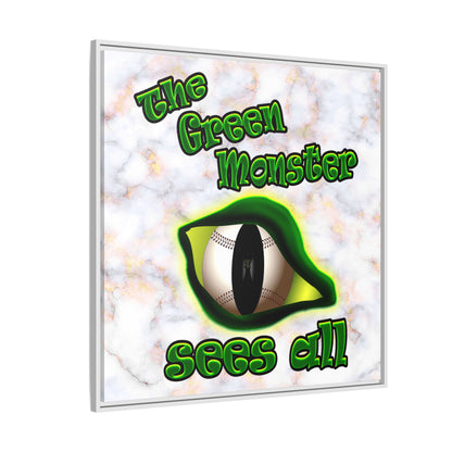 green monster - framed canvas art (white marble)