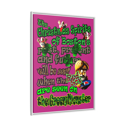 christmas spirits of boston - framed canvas art (pink)