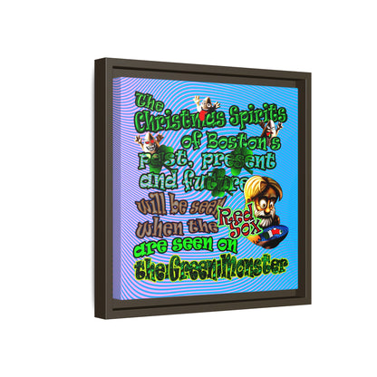 christmas spirits of boston - framed canvas art (light blue-purple wave)