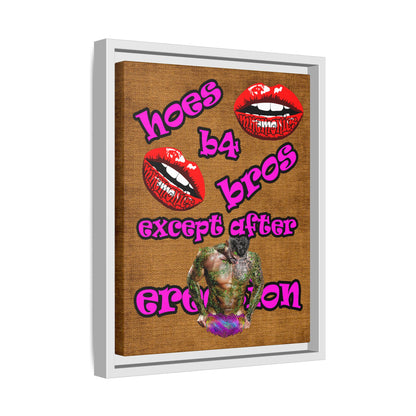 hoes b4 bros - framed canvas art (brown papyrus)