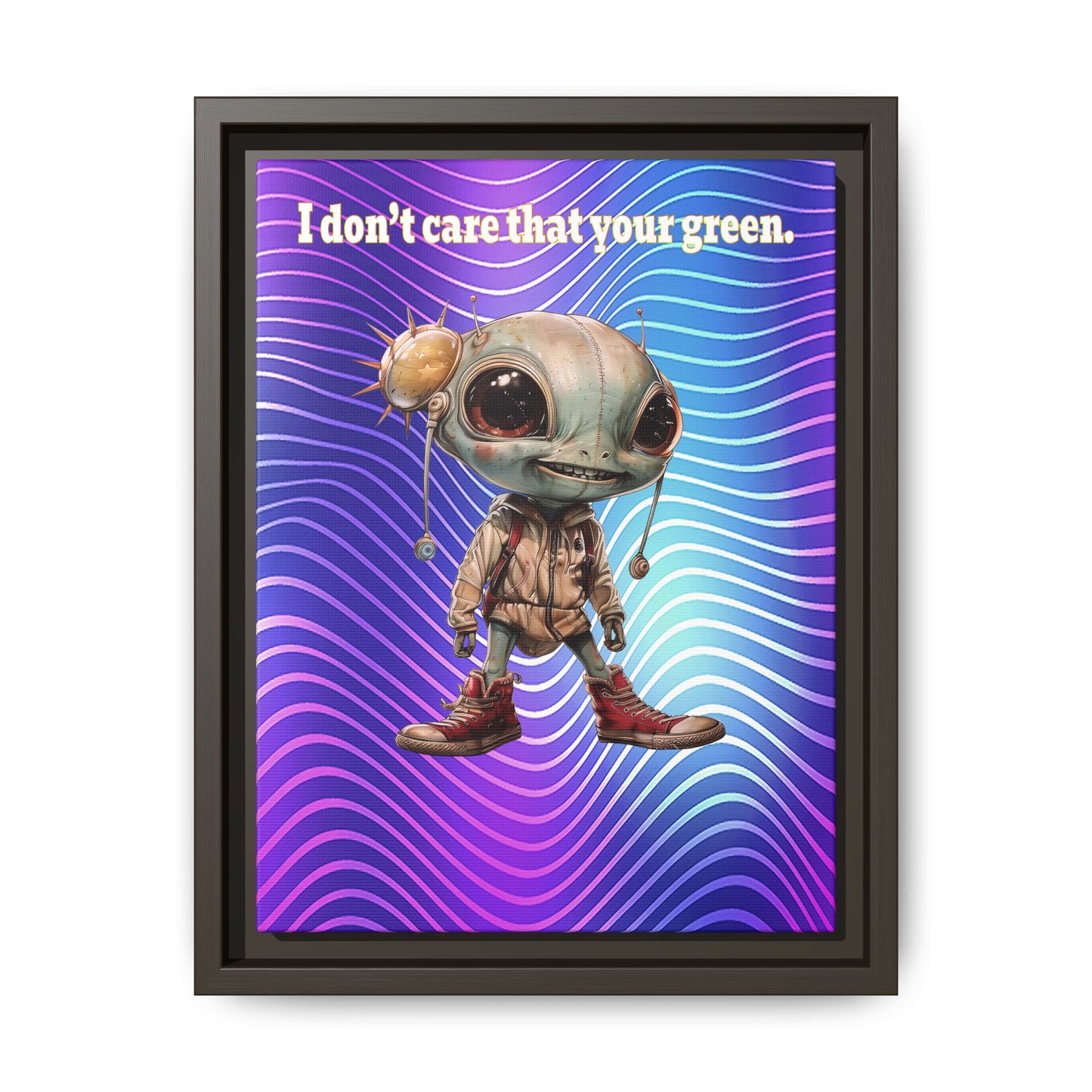I don't care that your green - framed canvas art (purple wave)