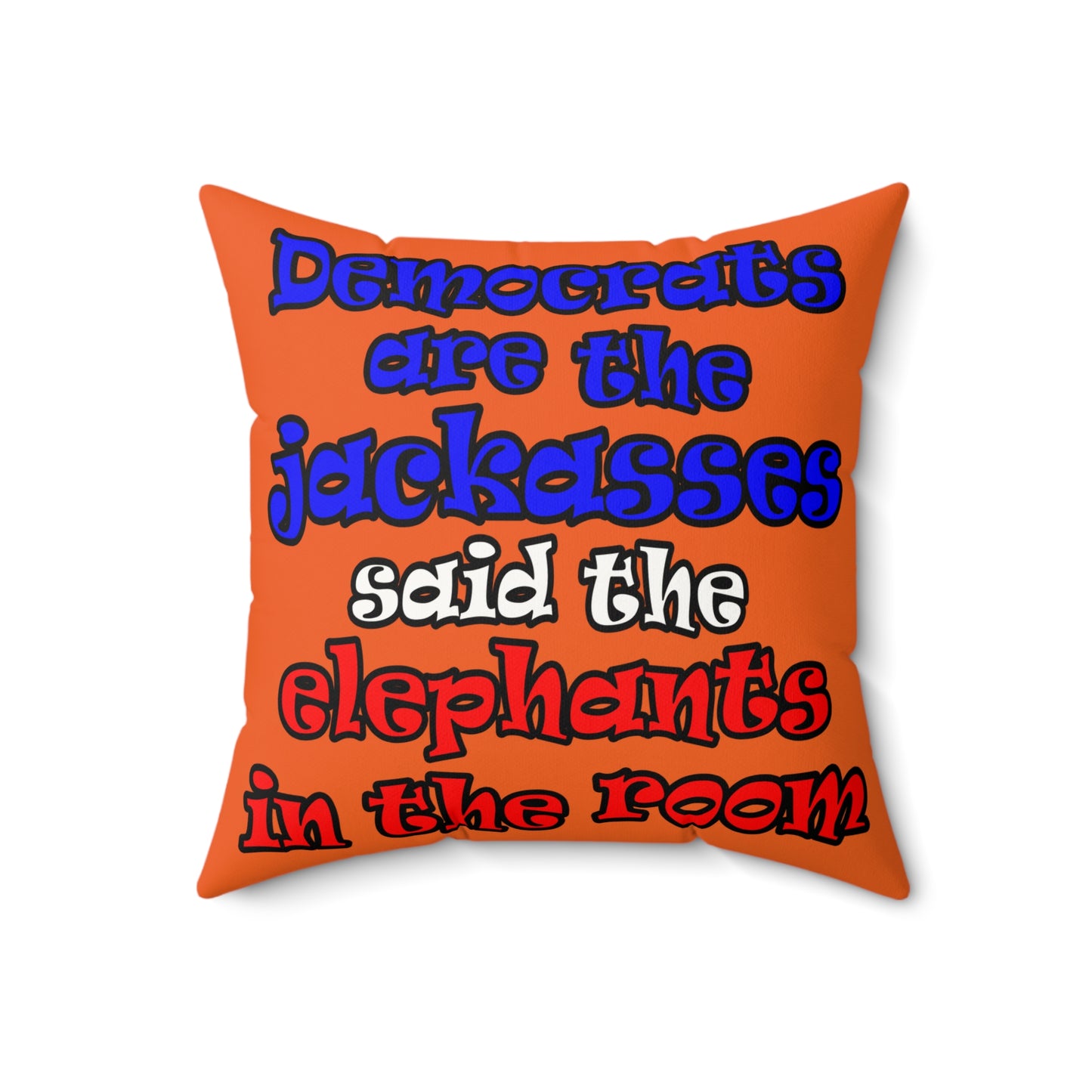 donkeys and elephants - Faux Suede Square Pillow - (orange)