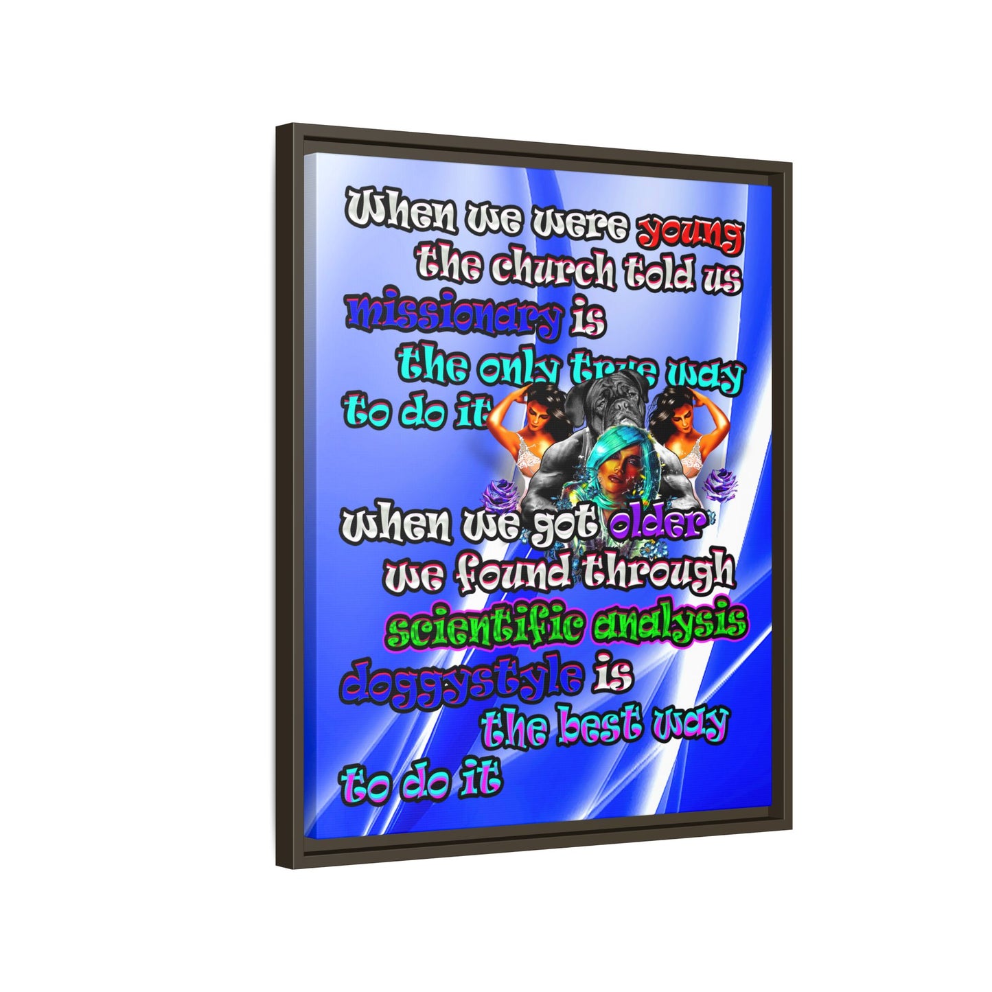 doggystyle - framed canvas art (blue-white wave)