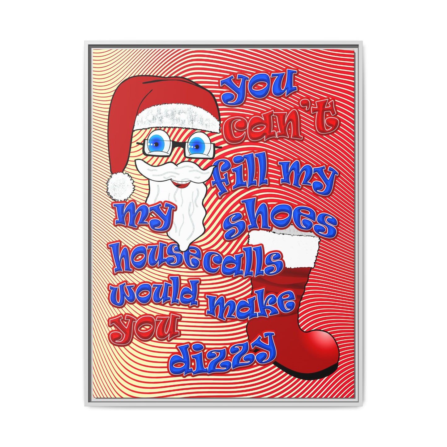 santa's shoes - framed canvas art (yellow-orange wave)