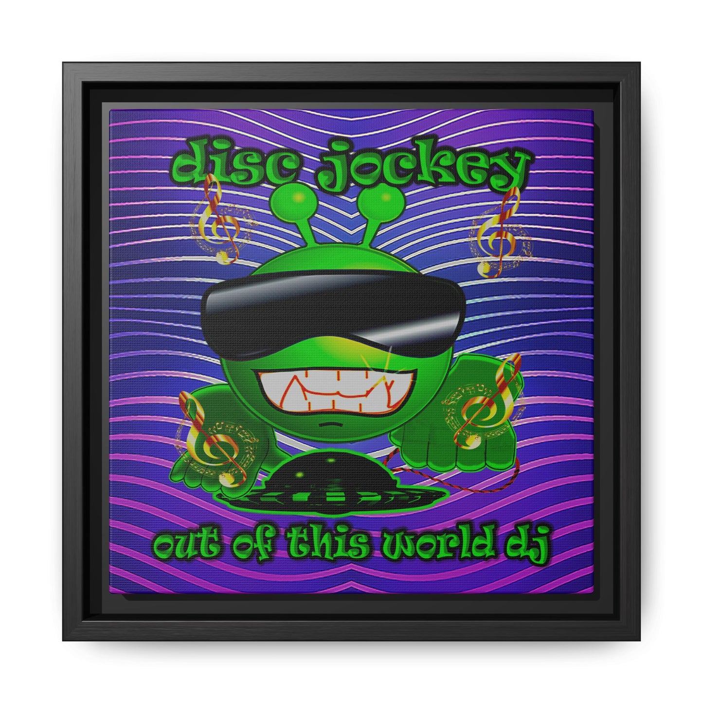 disc jockey - framed canvas art (purple wave)