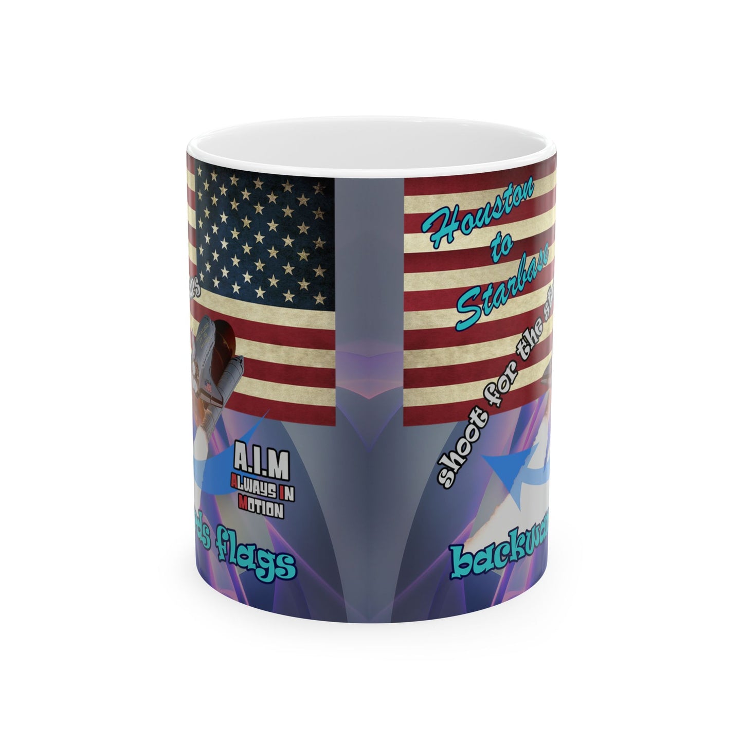 shoot for the stars - White Mug (grey-pink wave)